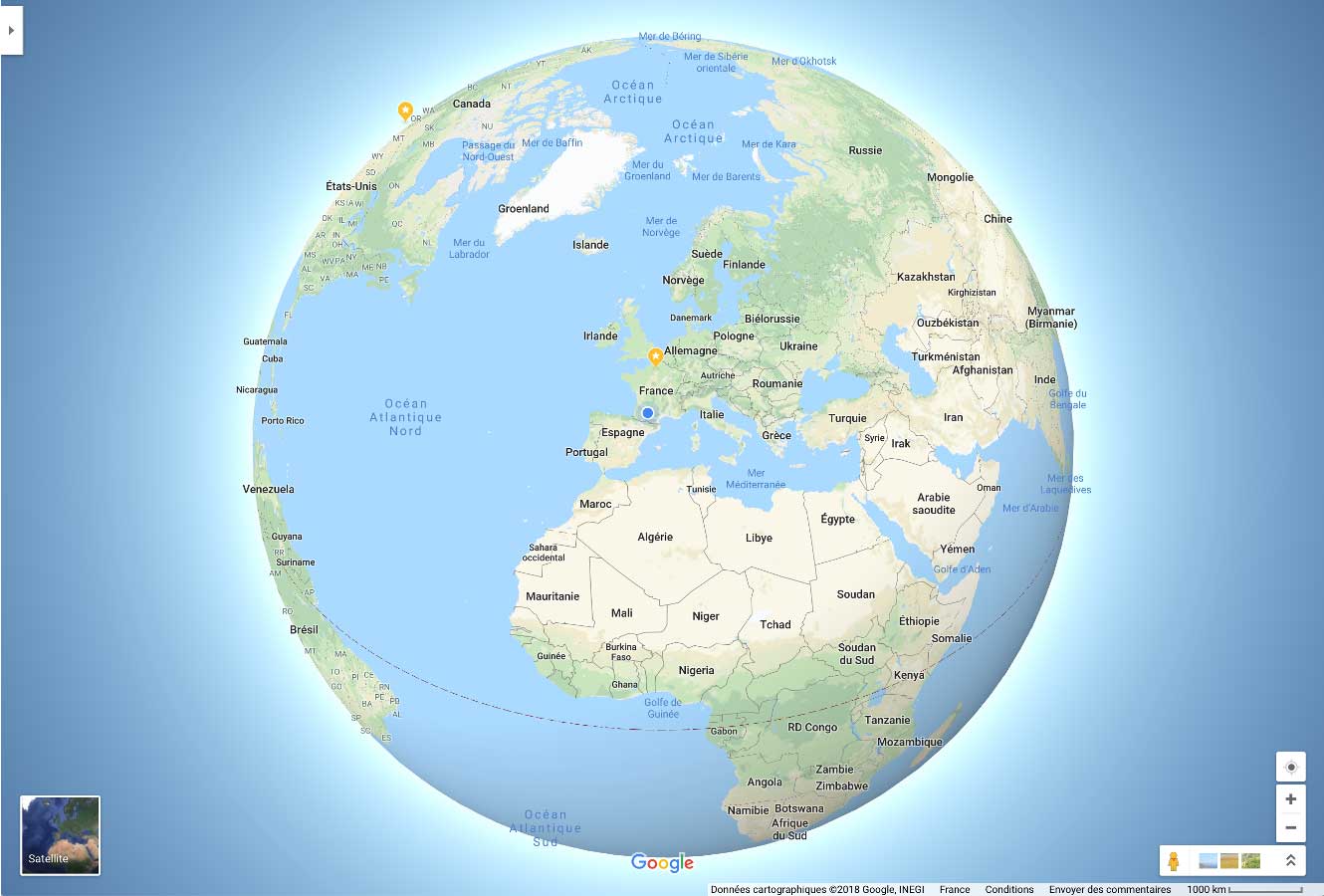 Globe interactif Google Maps