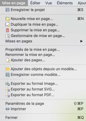 Formats d'export de la mise en page